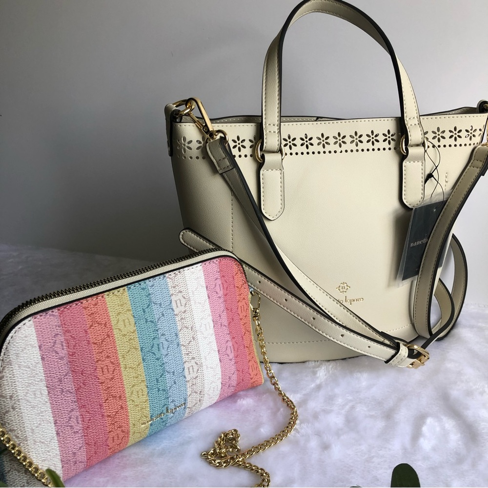 Nanette Lenore Blair Satchel with Removable Pouch, NWT